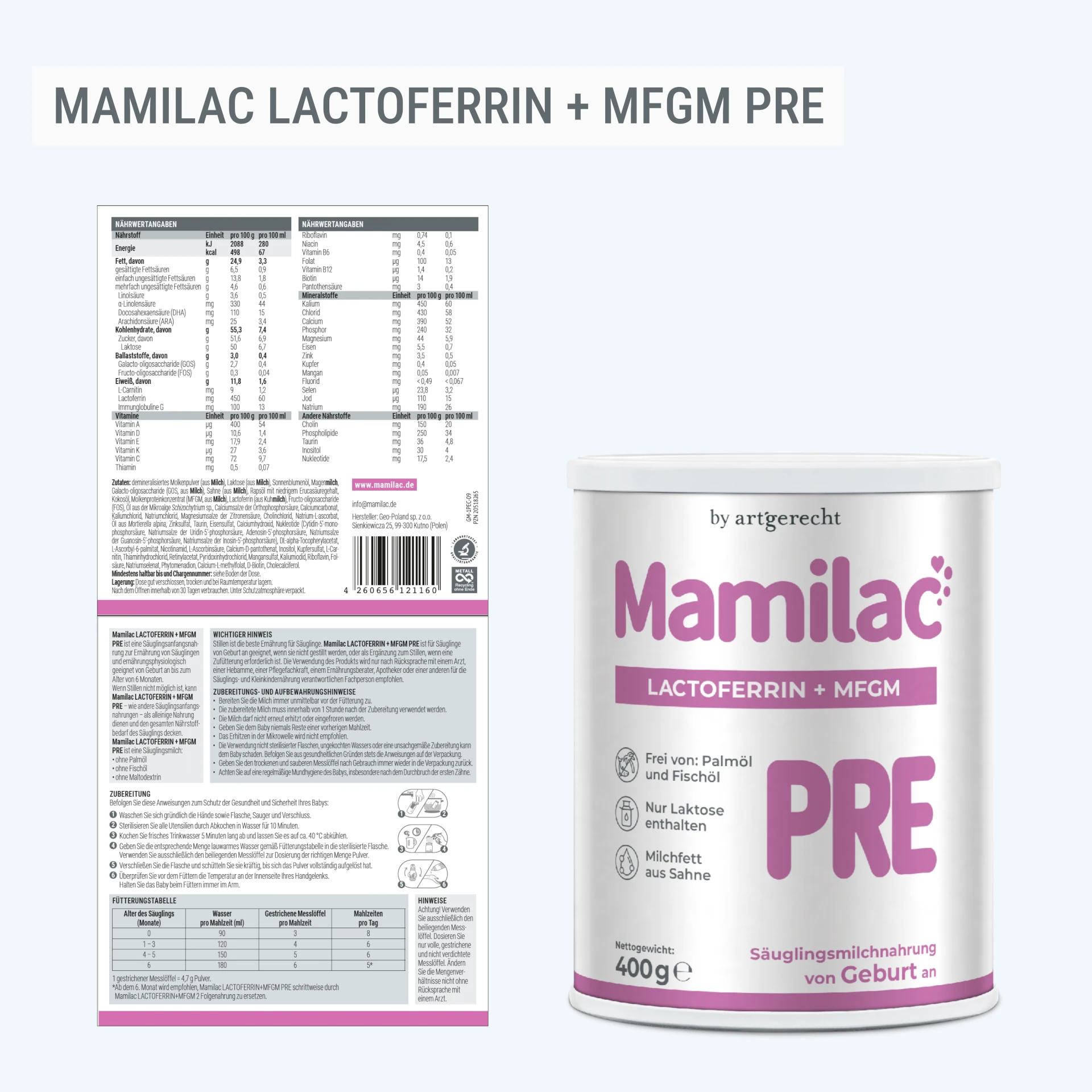 Mamilac Lactoferrin + MFGM Pre | Säuglingsanfangsnahrung ab Geburt
