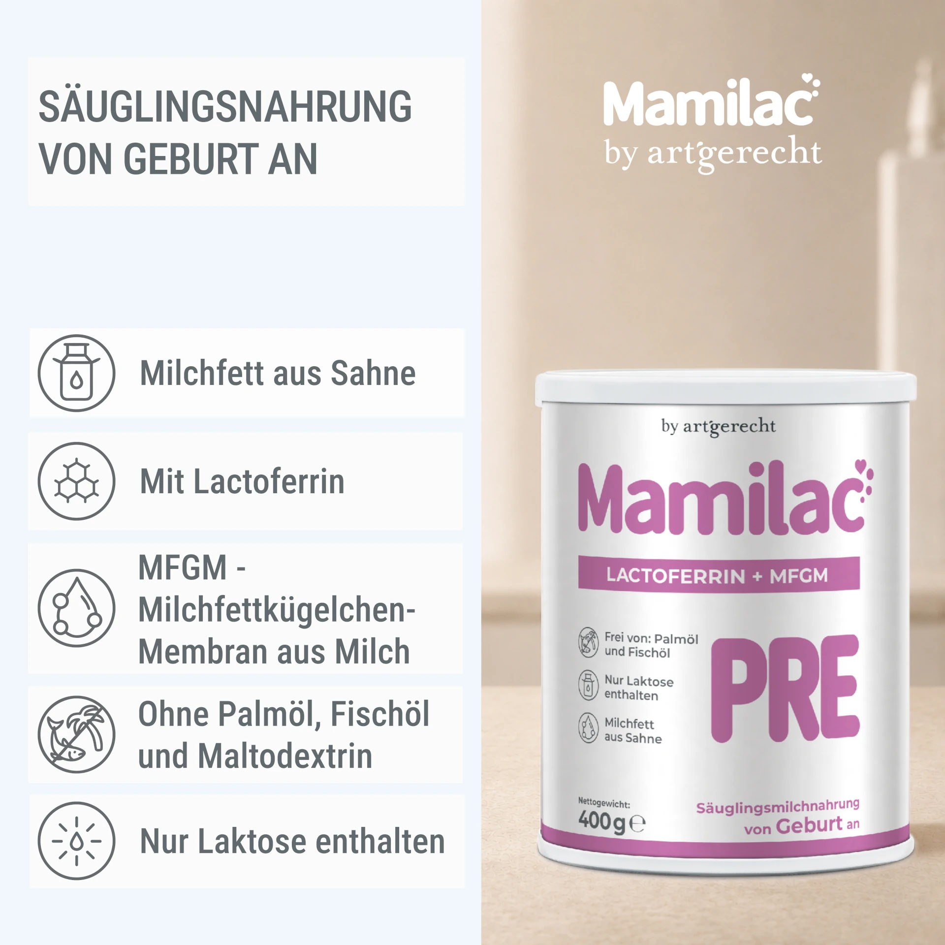 Mamilac Lactoferrin + MFGM Pre | Säuglingsanfangsnahrung ab Geburt