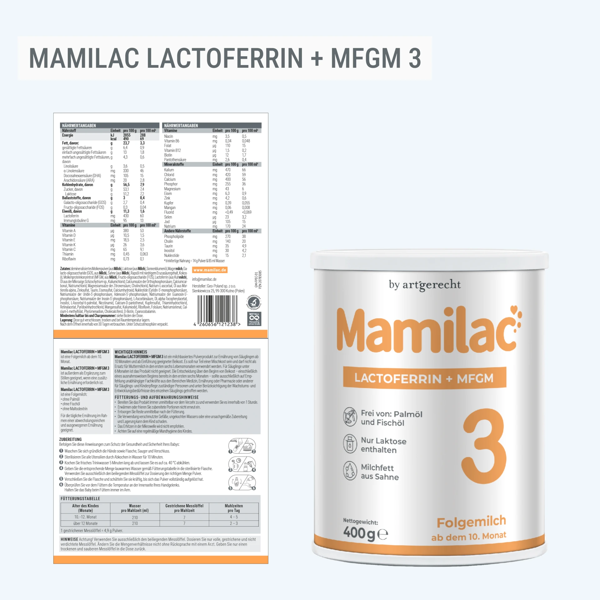 Mamilac Lactoferrin + MFGM 3 | Folgemilch ab dem 10. Monat