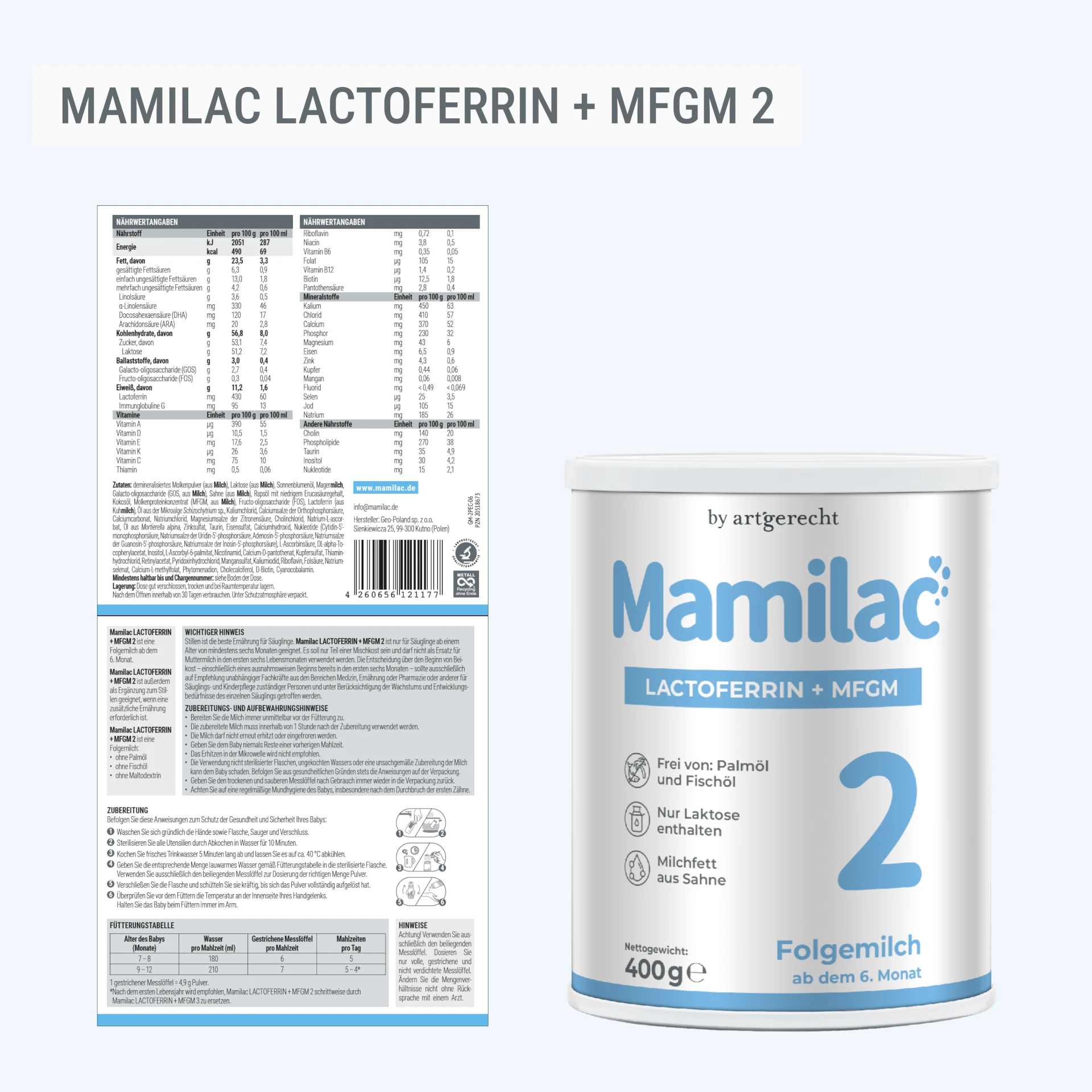 Mamilac Lactoferrin + MFGM 2 | Folgemilch ab dem 6 Monat